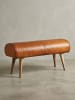 KADIMA DESIGN Sitzbank | Echtleder/Holz, 100x53x40cm, Springbock