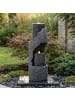 ABRIHOME Zimmerbrunnen in Grau LED mit Wasserpumpe Kunststein Zierbecken für Garten