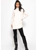 SASSYCLASSY Oversize Rollkragenpullover mit langen Seitenschlitzen in Offwhite