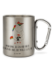 Mr. & Mrs. Panda Karabiner Becher Einhorn Traurig mit Spruch in Silber