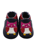 Mejale Dunkellila Baby Leder Krabbelschuhe, mit rutschfester Sohle - Eulen-Muster
