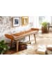 KADIMA DESIGN Sitzbank Echtleder | 125x50x38cm, Massivholz Braun, Chesterfield