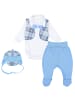 TupTam Baby Body Strampelhose Mütze Bekleidungsset in blau/weiß