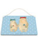 Mr. & Mrs. Panda Schild Bären mit Blumenkranz ohne Spruch in Blau Pastell