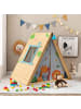 COSTWAY 2 in 1 Spielhaus mit Klettersteine in Beige