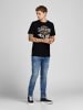 Jack & Jones Denim JJELOGO Print Kurzarm O-NECK T-Shirt in Schwarz