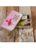 Mr. & Mrs. Panda Geschenkbox Flamingo Yoga mit Spruch in Aquarell Pink