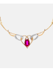Diamant L'éternel Halskette aus 375 Gelbgold mit Diamant mit Rubin Herz-Design