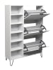 58 aufm Kessel SCHUHSCHRANK Erna 95x25x141 Kreidegrau matt Lack