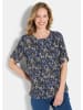 GOLDNER Elegantes Halbarm Blusenshirt, Druck in blau / stein / gemustert