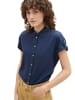Tom Tailor Lockere Bluse Solid Kurzarm Kentkragen Hemd in Dunkelblau