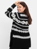 sheego Longstrickjacke in schwarz-gemustert