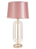 Mauro Ferretti Tischleuchte aus goldfarbenem Metall mit rosa Lampenschirm, Ø 28 x 55 cm
