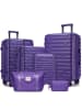 ABRIHOME 6 teiliges Kofferset in Lila mit erweiterbarem Hartschalenkoffer