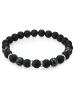 True Rebels Armband Edelstahl Achat in schwarz