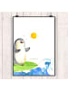 Mr. & Mrs. Panda Wandbild Pinguin Surfer ohne Spruch in Weiß