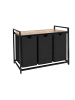relaxdays Wäschesammler in Schwarz/ Natur - (B)109,5 x (H)73,5 x (T)33 cm
