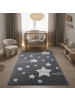 KADIMA DESIGN Teppich Kinder Sterne Polypropylen saugroboter Kurzflor Kinderzimmer in Grau