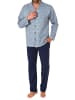 NORMANN Langarm Schlafanzug Pyjama zum durchknöpfen in marine