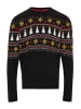 Threadbare Weihnachtspullover THB Mens Christmas Jumper Knitwear ELP in Schwarz