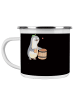 Mr. & Mrs. Panda Camping Emaille Tasse Junggesellenabschied Spaß... in Schwarz