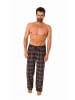 NORMANN Flanell Schlafanzug Pyjama Hose lang kariert Baumwolle - 70782 in dunkelgrau