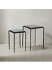 KADIMA DESIGN Beistelltisch 2er Set Blau Schwarz Design Satztisch Glas Metall