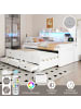 ABRIHOME Daybett mit 3 Schubladen und Ausziehbares Bett Schlafsofa 90 x 200cm in Weiß