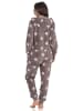 NORMANN Schlafanzug Eteiler Jumpsuit Overall Sterne - 51299 in grau