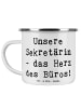 Mr. & Mrs. Panda Camping Emaille Tasse Spruch Sekretärin Herz mi... in Weiß