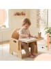 relaxdays Kinderstuhl mit Tisch in Natur - (B)33 x (H)32 x (T)29 cm