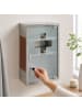 relaxdays Medizinschrank in Silber/Braun - (B)30 x (H)45 x (T)12 cm