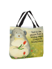 Mr. & Mrs. Panda Strandtasche Chinchilla Blume Design mit Spruch in Weiß