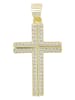 Adeliás Damen Anhänger – Kreuz Kreuzanhänger aus 925 Silber mit Zirkonia in gold