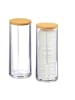 relaxdays 2er-Set: Wattepads Aufbewahrung in Transparent/Natur