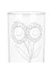 Mr. & Mrs. Panda Glas Blume Sonnenblume mit Spruch in Transparent