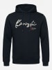 KOROSHI Känguru mit Basic-Print Baumwoll-Hoodie in blau