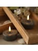 Deluxe Homeart 2x LED Maxi Teelichter Mia Echtwachs flackernd D: 6,1cm in grau