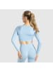 SMILODOX Crop Longsleeve Maysa in Hellblau