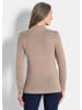 GOLDNER Kurzgröße:  Hüftlanger Langarm Pullover, Zopfstrick in beige / gemustert