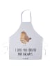 Mr. & Mrs. Panda Schürze Eule Zufrieden mit Spruch in Weiß
