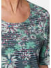 GOLDNER Kurzgröße:  Streifenshirt mit Blumenmotiv in dunkelmarine / mint / gemustert
