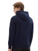 Tom Tailor Hoodie mit Label-Print Tunnelzug Kapuzenpullover Cotton in Dunkelblau