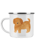 Mr. & Mrs. Panda Camping Emaille Tasse Hund Flauschig ohne Spruch in Weiß