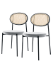 home24 home24 Esszimmerstuhl (2er Set) - Lichtgrau - Rattan, Samt & Metall - 54.0 x 84.0 x 45.0 cm in Lichtgrau