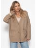 SASSYCLASSY Oversize Cardigan mit Taschen in Taupe