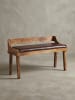 KADIMA DESIGN Sitzbank Echtleder / Massivholz Bank 108x63x43 cm, Polsterbank mit