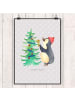 Mr. & Mrs. Panda Bild Pinguin Weihnachtsbaum ohne Spruch in Grau Pastell
