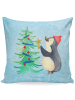 Mr. & Mrs. Panda Kissen 40x40 Pinguin Weihnachtsbaum ohne Spruch in Eisblau