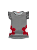 Denokids Kurzarmkleid 3D Flower Black & White Striped in multicolor